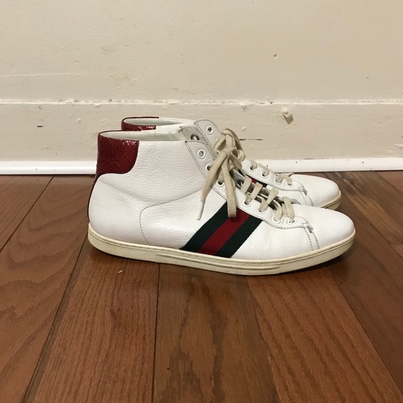 Gucci Other - Gucci ace web accent high top sneakers size 8